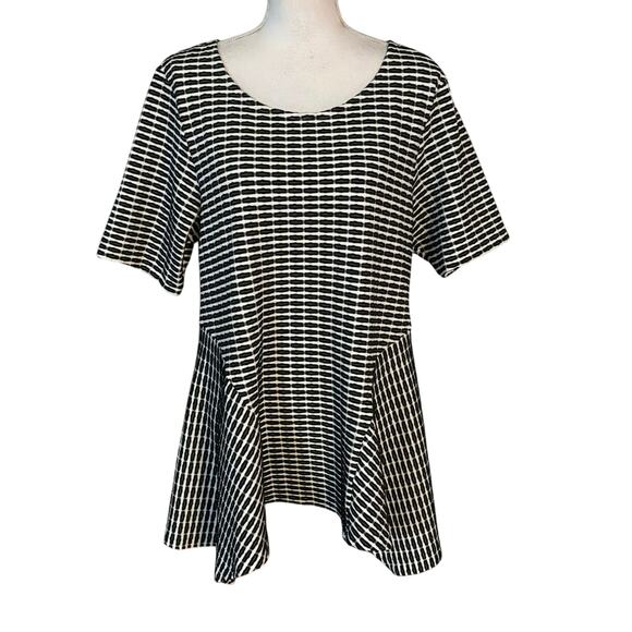 Niche Nilgun Derman Size XL Textured Tunic Top Lagenlook Black White Made in USA - Picture 1 of 4